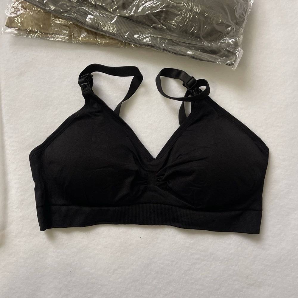 Wireless Pullover Bralette Bra Black Size L Stretch Nylon Spandex Yoga NWT